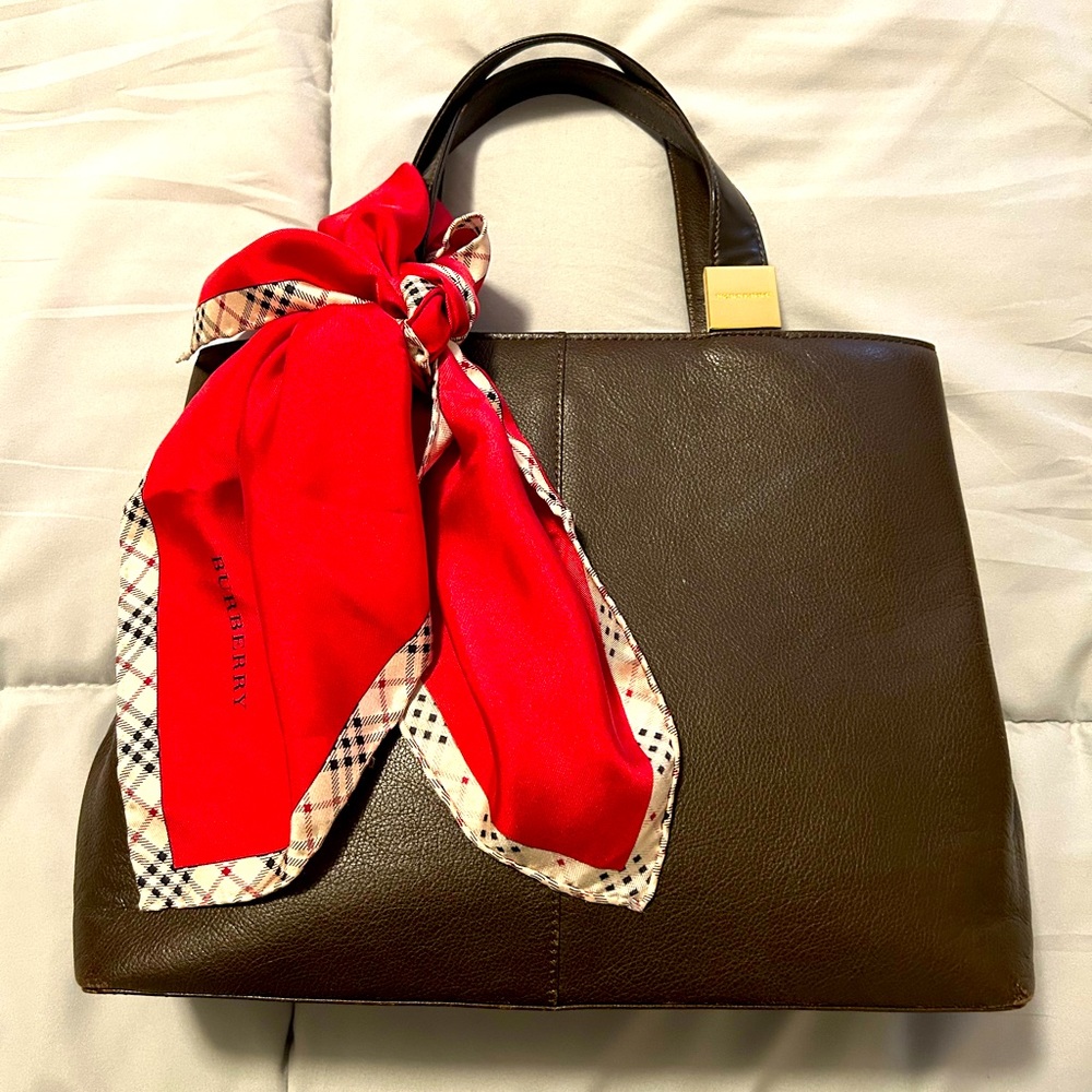 Authentic Burberry Brown Calf Skin Leather Handbag 👜